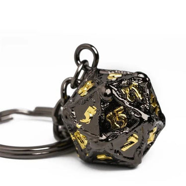 Dragon Bones Black Metal - D20 Keyring